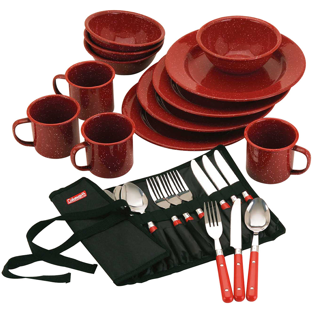 Coleman 24Piece Speckled Enamelware Cook Set Red 2000016407
