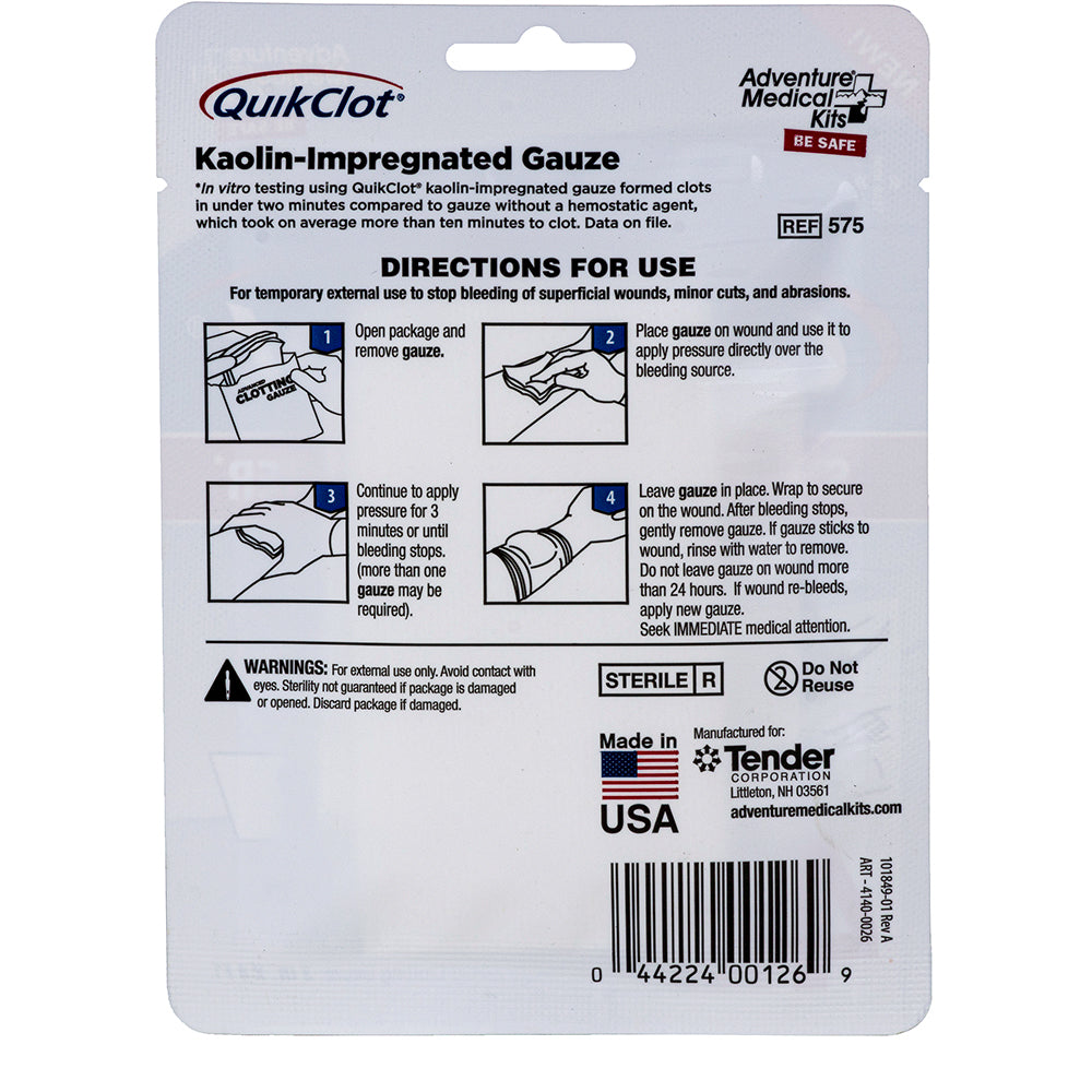 QuikClot Advanced Clotting Gauze 3 x 4 50200026