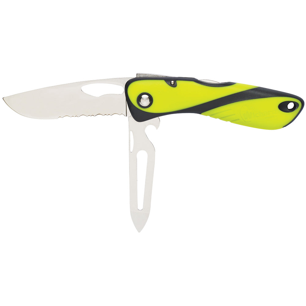 Wichard Offshore Knife Serrated Blade ShacklerSpike Fluorescent 10122W