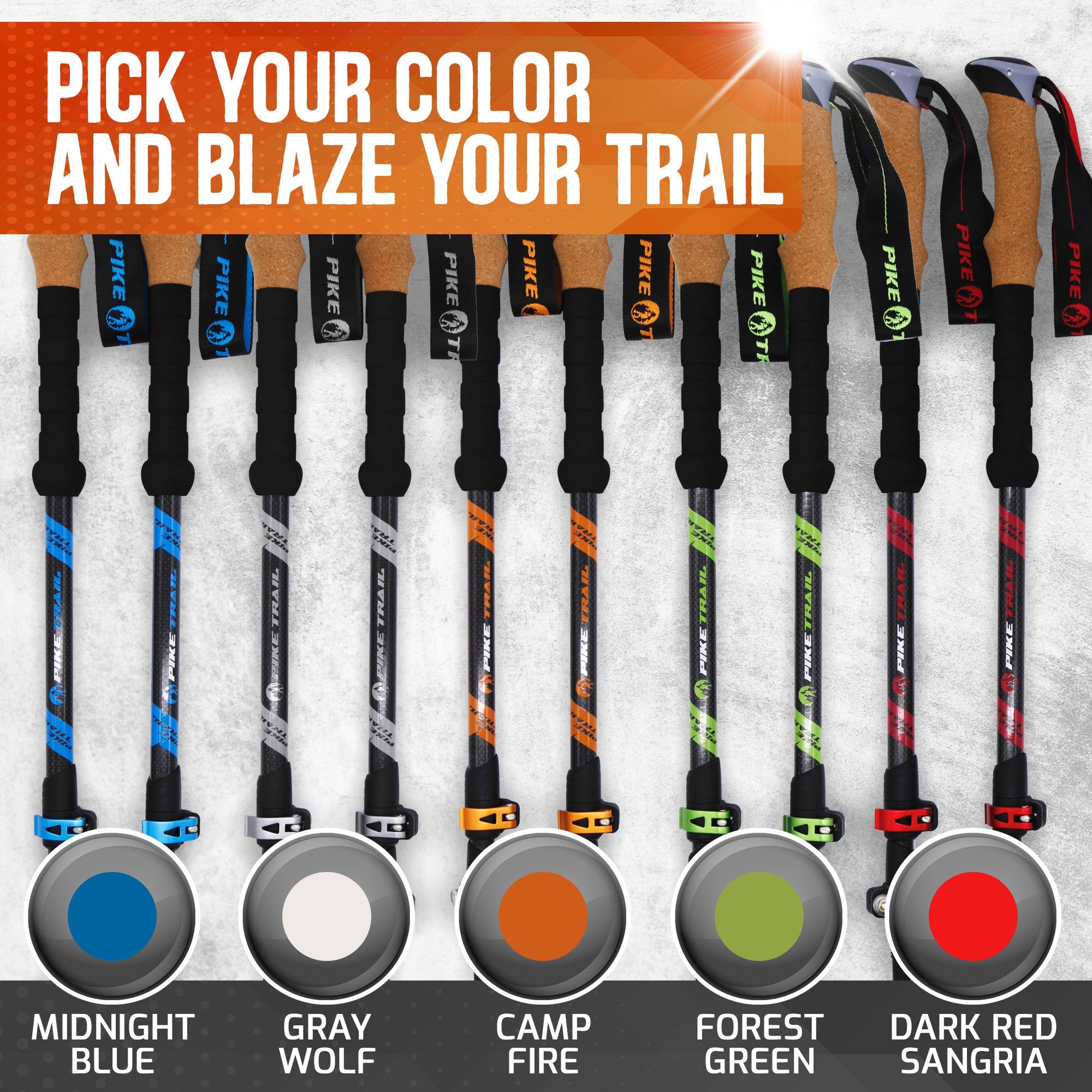 Pike Trail Lightweight, Adjustable Hiking Poles for Every Adventure
